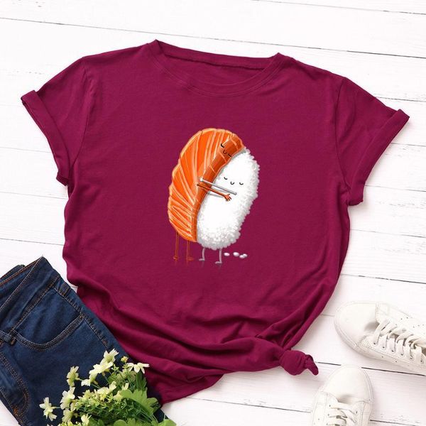 women's t-shirt plus size s-5xl 100% cotton women summer short sleeve casual o neck funny sushi female tshirt w722, White
women's t-shirt plus size s-5xl 100% cotton women summer short sleeve casual o neck funny sushi female tshirt w722, White