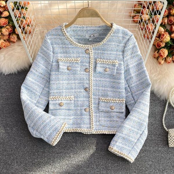 women's jackets autumn winter 2021 vintage elegant slim tweed jacket women casual single breasted short coat korean chic outwear crop t, Black;brown
women's jackets autumn winter 2021 vintage elegant slim tweed jacket women casual single breasted short coat korean chic outwear crop t, Black;brown