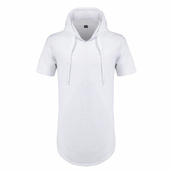 men's hipster hip hop short sleeve hoodie side zipper t shirt men hooded design long hoodies, White;black 
men's hipster hip hop short sleeve hoodie side zipper t shirt men hooded design long hoodies, White;black