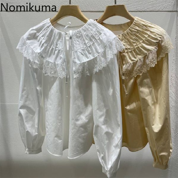 nomikuma spring women shirt lace peter pan collar bow tie blouse korean puff long sleeve causal blusas mujer de moda 6f189 210427, White
nomikuma spring women shirt lace peter pan collar bow tie blouse korean puff long sleeve causal blusas mujer de moda 6f189 210427, White