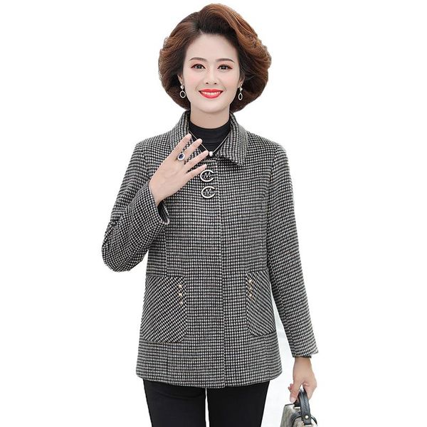 women's wool & blends middle-aged elderly woolen jacket spring autumn plus size 5xl casual plaid coat fashion female mother dress, Black
women's wool & blends middle-aged elderly woolen jacket spring autumn plus size 5xl casual plaid coat fashion female mother dress, Black
