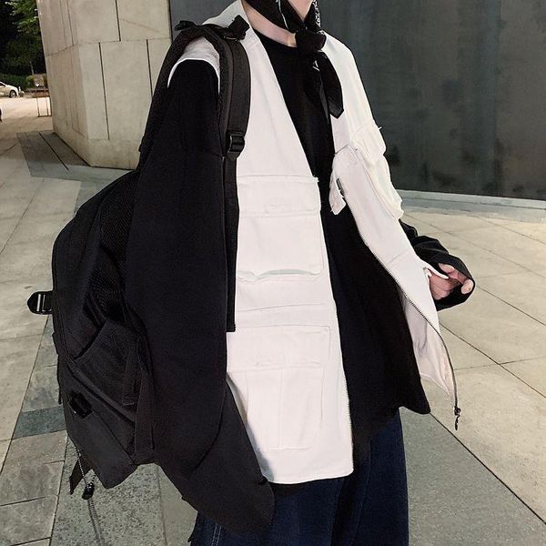men's vests autumn zipper denim vest fashion solid color multi-pocket tooling men streetwear loose hip-hop jacket mens, Black;white
men's vests autumn zipper denim vest fashion solid color multi-pocket tooling men streetwear loose hip-hop jacket mens, Black;white