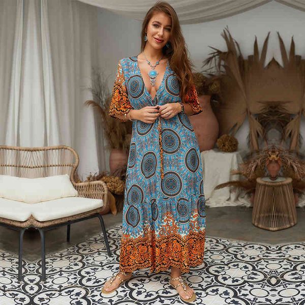 dresses bohemian half sleeve long print women deep v neck high waist casual summer beach female 27h9, Black;gray
dresses bohemian half sleeve long print women deep v neck high waist casual summer beach female 27h9, Black;gray