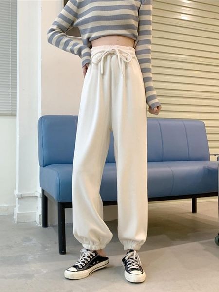 women's pants & capris spring and autumn korean 2021 thickened loose high waist drawstring foot binding sports style lantern casual, Black;white
women's pants & capris spring and autumn korean 2021 thickened loose high waist drawstring foot binding sports style lantern casual, Black;white