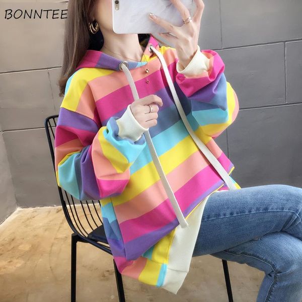 women's hoodies & sweatshirts women hooded rainbow striped printed kawaii girls sweet korean style student womens pullover all-match ha, Black
women's hoodies & sweatshirts women hooded rainbow striped printed kawaii girls sweet korean style student womens pullover all-match ha, Black