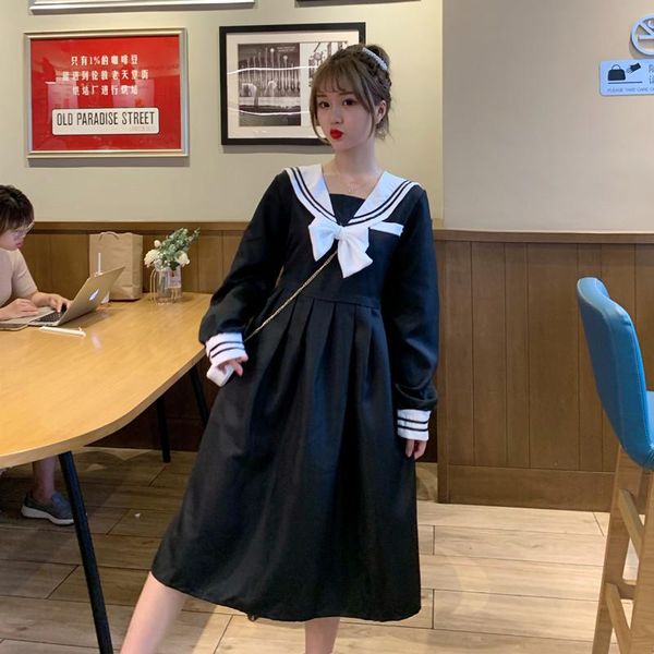 plus size women's autumn retro navy collar dress mid-length pleated long-sleeved dresses for women casual, Black;gray
plus size women's autumn retro navy collar dress mid-length pleated long-sleeved dresses for women casual, Black;gray