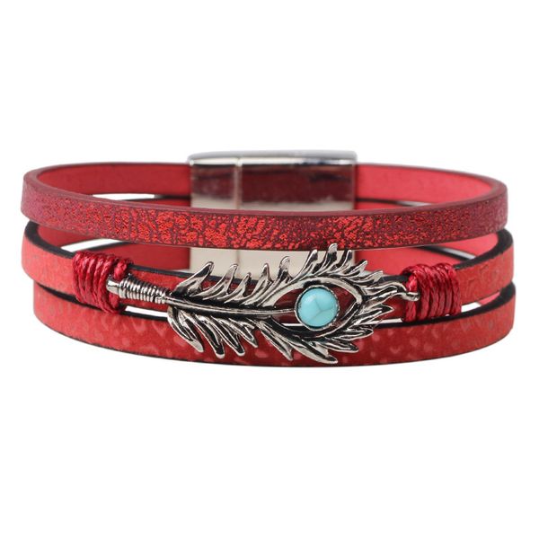 qinuo leather strap bracelet buckle leather bracelet multi-layer women's feather jewelry, Golden;silver
qinuo leather strap bracelet buckle leather bracelet multi-layer women's feather jewelry, Golden;silver