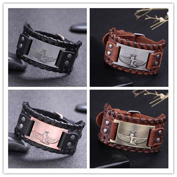 skyrim vintage men jewelry holy guardian charm wide leather bracelet angel metal amulet pendant adjustable wristband bangle, Black
skyrim vintage men jewelry holy guardian charm wide leather bracelet angel metal amulet pendant adjustable wristband bangle, Black