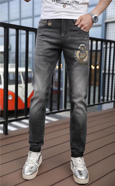 european station jeans men 2021 trend personality small leg pants logo versatile micro-elastic casual long tre men's, Blue
european station jeans men 2021 trend personality small leg pants logo versatile micro-elastic casual long tre men's, Blue
