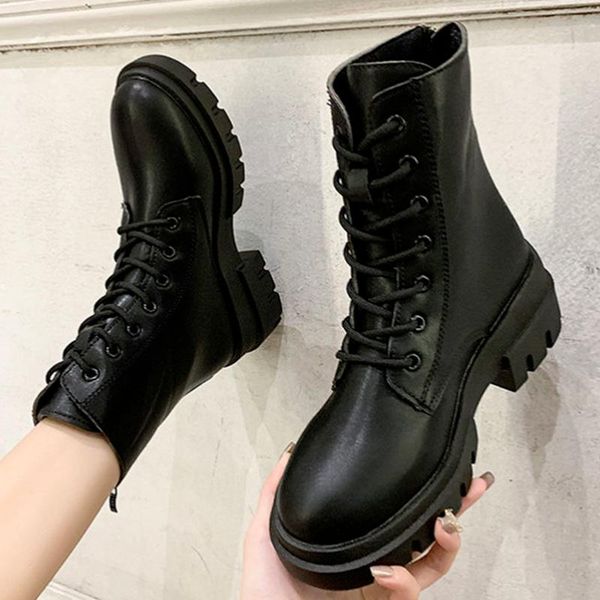 boots punk style motorcycle 2021 women's fashion pu leather ankle thick-soled lace-up shoes women cotton warm, Black
boots punk style motorcycle 2021 women's fashion pu leather ankle thick-soled lace-up shoes women cotton warm, Black