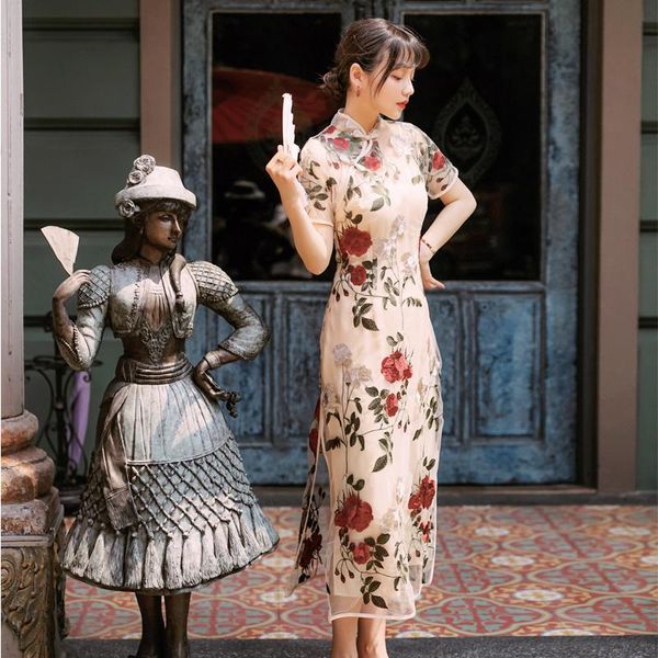 ethnic clothing 2021 retro cheongsam chinese classic women's qipao elegant short sleeve vintage dress splice lace flower embroidery lon, Red
ethnic clothing 2021 retro cheongsam chinese classic women's qipao elegant short sleeve vintage dress splice lace flower embroidery lon, Red