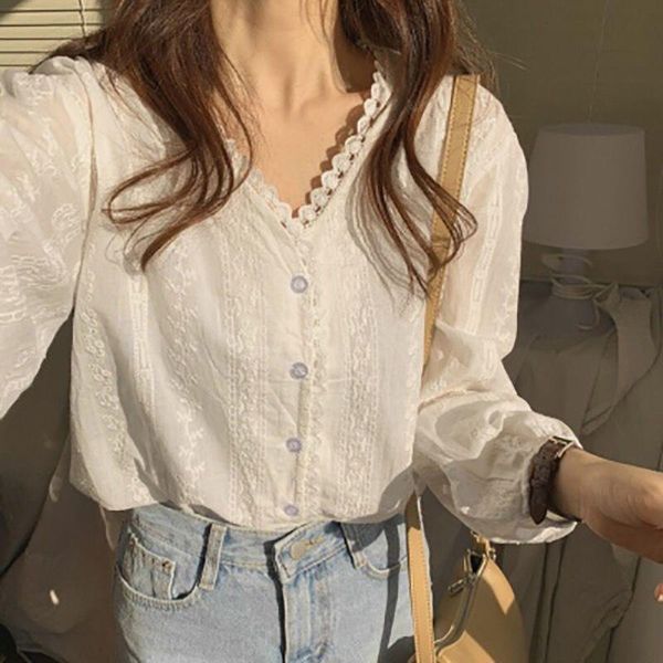 women's blouses & shirts blouse women shirt lace v-neck white autumn clothing loose long sleeve blusas mujer de moda
women's blouses & shirts blouse women shirt lace v-neck white autumn clothing loose long sleeve blusas mujer de moda
