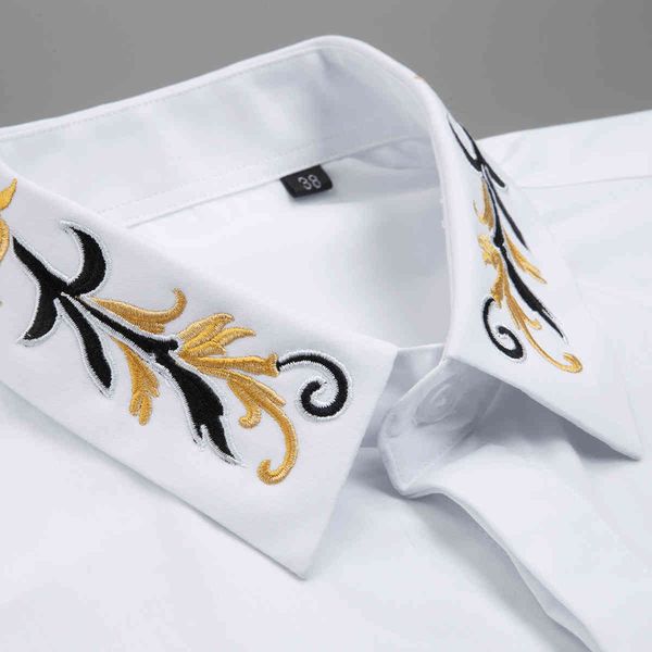 business shirt deluxe and fashion brand long sleeve collar pattern embroidery personalized black and white slim fit men's, White;black
business shirt deluxe and fashion brand long sleeve collar pattern embroidery personalized black and white slim fit men's, White;black