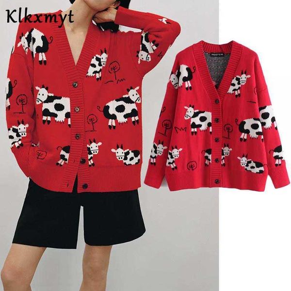 klkxmyt za women vintage v neck animal pattern jacquard cardigans knitting sweater female chic long sleeve breasted coats 210527, White
klkxmyt za women vintage v neck animal pattern jacquard cardigans knitting sweater female chic long sleeve breasted coats 210527, White