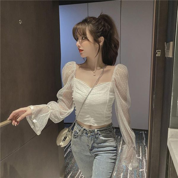 women's blouses & shirts 2021 early autumn french retro trumpet sleeve folds see through chiffon thin long-sleeved versatile tide, White
women's blouses & shirts 2021 early autumn french retro trumpet sleeve folds see through chiffon thin long-sleeved versatile tide, White