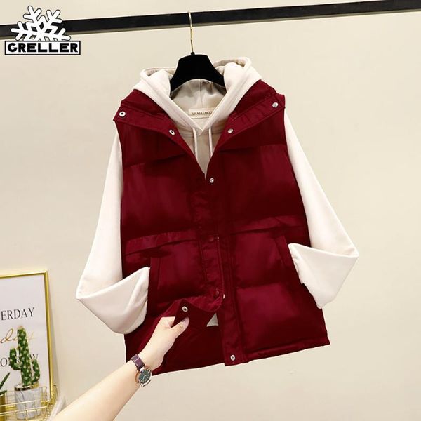 women's vests greller autumn winter solid loose vest stand collar short jacket cotton padded windproof warm waistcoat, Black;white
women's vests greller autumn winter solid loose vest stand collar short jacket cotton padded windproof warm waistcoat, Black;white