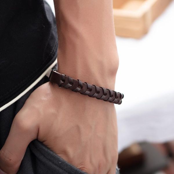 link, chain retro pu leather bracelet for women men simple braided fashion jewelry gift, Black
link, chain retro pu leather bracelet for women men simple braided fashion jewelry gift, Black