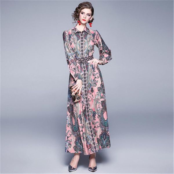 casual dresses 2021 runway designer women vintage flower print autumn long maxi dress elegant lady holiday vestidos party robe femme, Black;gray
casual dresses 2021 runway designer women vintage flower print autumn long maxi dress elegant lady holiday vestidos party robe femme, Black;gray