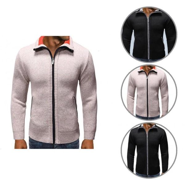 men's sweaters ribbed hem skin-friendly two pockets stand collar solid color knitted cardigan sweater for daily wear, White;black
men's sweaters ribbed hem skin-friendly two pockets stand collar solid color knitted cardigan sweater for daily wear, White;black