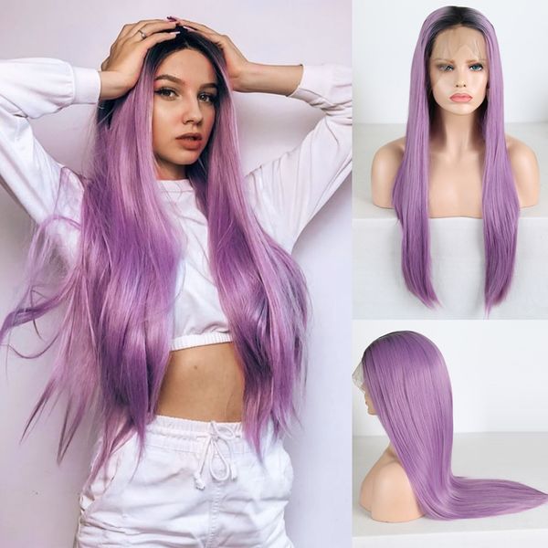 costume accessories 13x6 deep part synthetic lace front wig dark roots ombre purple wigs for women high temperature hair black roots wigs, Silver
costume accessories 13x6 deep part synthetic lace front wig dark roots ombre purple wigs for women high temperature hair black roots wigs, Silver