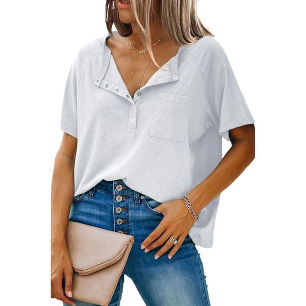 women's t-shirt summer women tshirt button o neck for female streetwear loose short sleeve casual, White
women's t-shirt summer women tshirt button o neck for female streetwear loose short sleeve casual, White