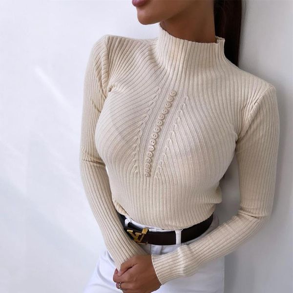 women's sweaters semi-high neck sweater bottoms long-sleeved 2021 autumn/winter button-up tights inside the set-knitwear, White;black
women's sweaters semi-high neck sweater bottoms long-sleeved 2021 autumn/winter button-up tights inside the set-knitwear, White;black