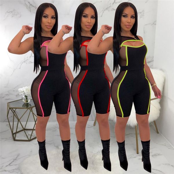 women's jumpsuits & rompers 2021 women sleeveless mesh patchwork jumpsuit see through bodysuit one-piece cut off hole beach sports play, Black;white
women's jumpsuits & rompers 2021 women sleeveless mesh patchwork jumpsuit see through bodysuit one-piece cut off hole beach sports play, Black;white