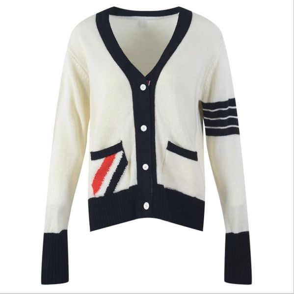 705 2021 runway spring brand same style sweater striped long sleeve v neck cardigan fashion clothes womens mingm, White;black
705 2021 runway spring brand same style sweater striped long sleeve v neck cardigan fashion clothes womens mingm, White;black