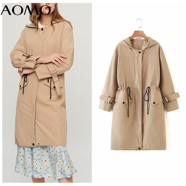 women's jackets aomo 2021 autumn women england style khaki classic hood trench coat office lady elegant coats 2z24a, Black;brown
women's jackets aomo 2021 autumn women england style khaki classic hood trench coat office lady elegant coats 2z24a, Black;brown