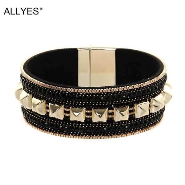 tennis allyes rock punk black rivet charm leather bracelets for women fashion metal chain wrap bracelet bangle casual female jewelry, Golden;silver
tennis allyes rock punk black rivet charm leather bracelets for women fashion metal chain wrap bracelet bangle casual female jewelry, Golden;silver