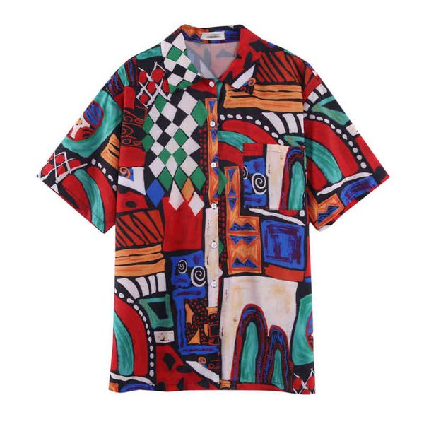 geometric print turn down collar button pocket shirt short sleeve summer casual loose women b0761 210514, White
geometric print turn down collar button pocket shirt short sleeve summer casual loose women b0761 210514, White