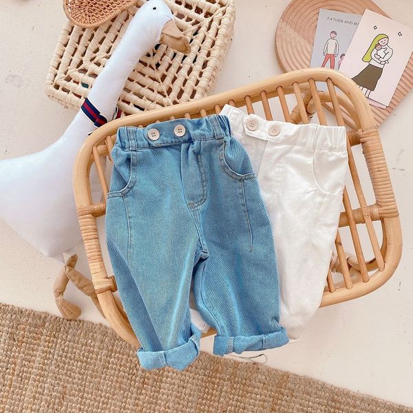 0-4years kids boy girl jeans elastic waist full length solid color denim pant loose trouser children clothes, Blue
0-4years kids boy girl jeans elastic waist full length solid color denim pant loose trouser children clothes, Blue