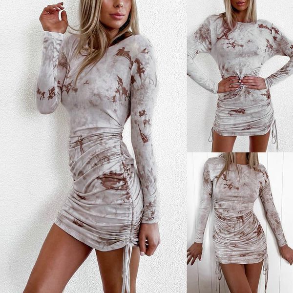 casual dresses mini dress women o neck tie dye print long sleeve shrinkage drawstring bodycon fashion club party ladies, Black;gray
casual dresses mini dress women o neck tie dye print long sleeve shrinkage drawstring bodycon fashion club party ladies, Black;gray