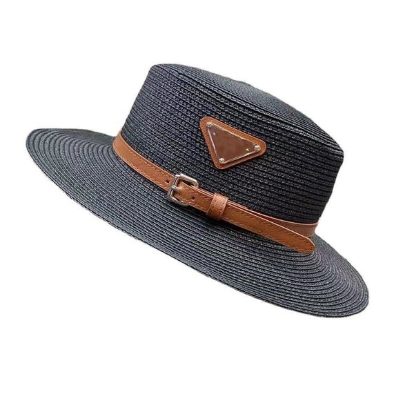 new triangle metal label straw hat in europe and america, Blue;gray