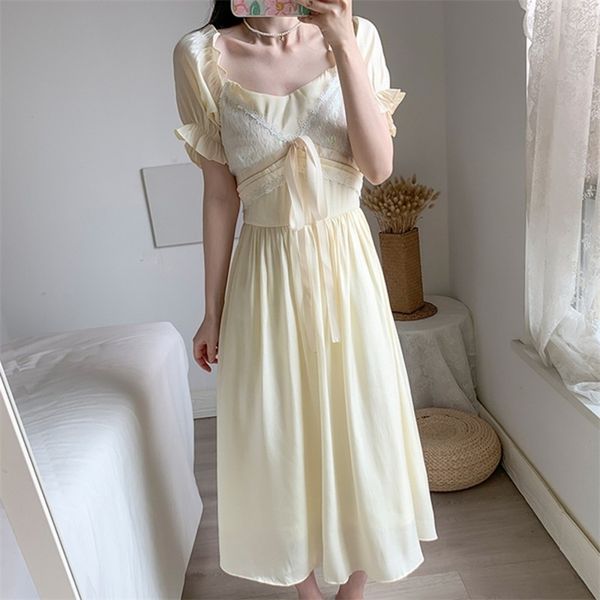 women dress summer elegant korean sweet girls bowknot female puff sleeve high waist slim party vestido de mujer 210519, Black;gray
women dress summer elegant korean sweet girls bowknot female puff sleeve high waist slim party vestido de mujer 210519, Black;gray