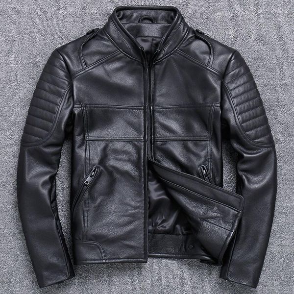 men's leather & faux jacket, wind cut, slim vintage thick jacket, Black 
men's leather & faux jacket, wind cut, slim vintage thick jacket, Black