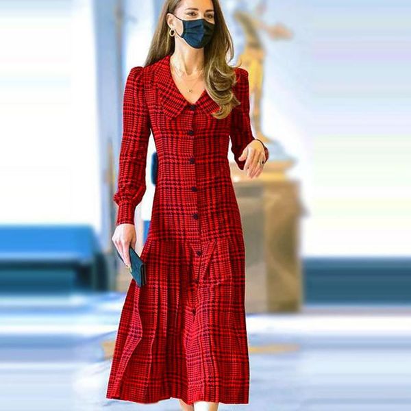 casual dresses kate princess red plaid women dress elegant long sleeve a-line m9224, Black;gray
casual dresses kate princess red plaid women dress elegant long sleeve a-line m9224, Black;gray