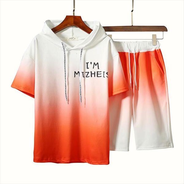 summer set korean style men tracksuit gradient color short sleeve hooded undershirt t shirt jogging shorts casual 2 piece, Gray
summer set korean style men tracksuit gradient color short sleeve hooded undershirt t shirt jogging shorts casual 2 piece, Gray