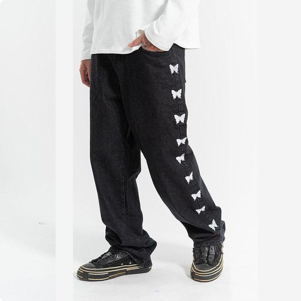 men's jeans butterfly embroidery men harajuku streetwear black loose straight leg denim pants hip hop daddy trousers pantalones hombre, Blue
men's jeans butterfly embroidery men harajuku streetwear black loose straight leg denim pants hip hop daddy trousers pantalones hombre, Blue