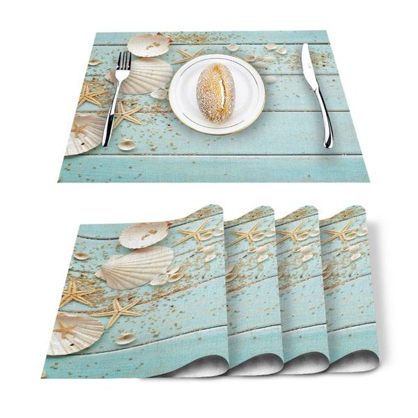 mats & pads 4/6pcs set table wooden board shells starfish printed napkin kitchen accessories home party decorative placemats
mats & pads 4/6pcs set table wooden board shells starfish printed napkin kitchen accessories home party decorative placemats