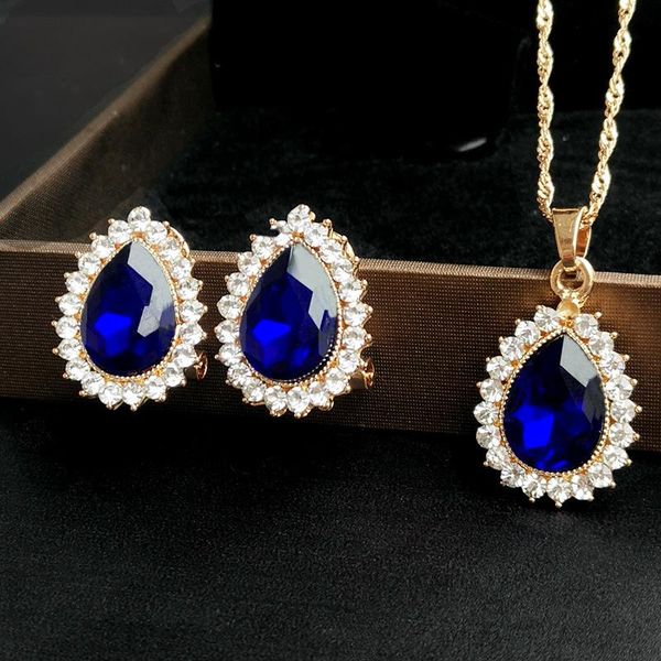 earrings & necklace royal ocean blue gold austrian crystal rhinestones zircon pendant chain ring jewelry sets, Silver
earrings & necklace royal ocean blue gold austrian crystal rhinestones zircon pendant chain ring jewelry sets, Silver
