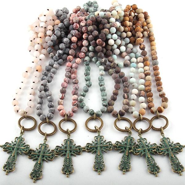 pendant necklaces fashion bohemian tribal jewelry natural semi precious stones knotted metal cross necklace, Silver
pendant necklaces fashion bohemian tribal jewelry natural semi precious stones knotted metal cross necklace, Silver