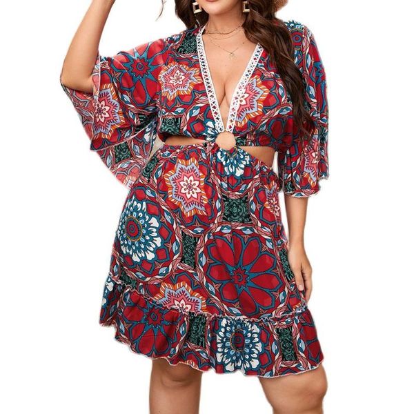 plus size dresses women deep v-neck low-cut hollow out lace patchwork mini dress summer floral print ruffles casual vestido 4xl, Black
plus size dresses women deep v-neck low-cut hollow out lace patchwork mini dress summer floral print ruffles casual vestido 4xl, Black
