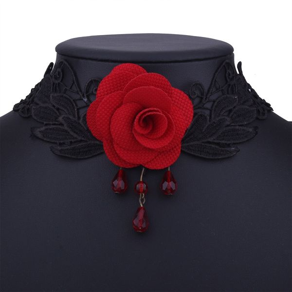 n6049 necklace gothic court retro style lace hollow rose short neck, Silver
n6049 necklace gothic court retro style lace hollow rose short neck, Silver