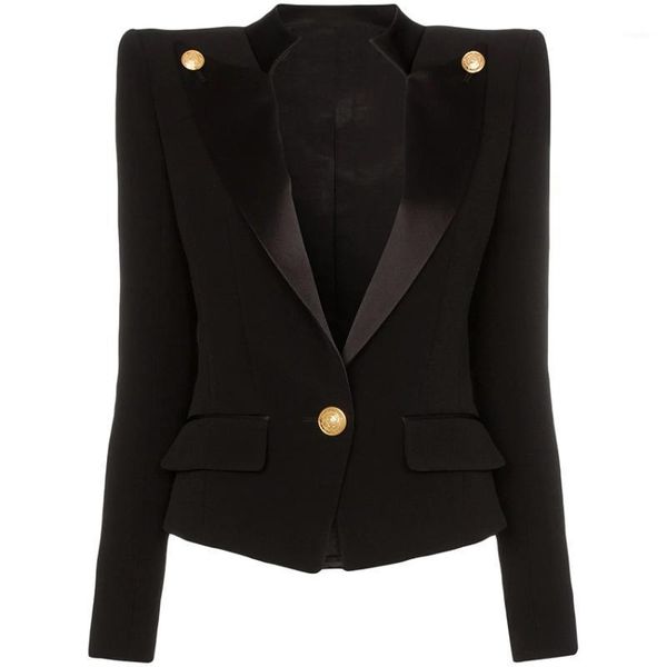 designer stylish blazer women's single button lion embellished satin collar jacket suits & blazers, White;black
designer stylish blazer women's single button lion embellished satin collar jacket suits & blazers, White;black