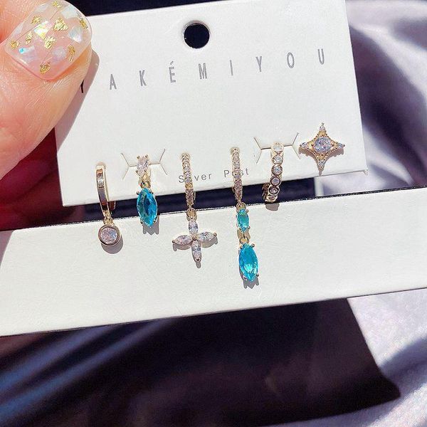 dangle & chandelier migga 6pcs mix trend blue cubic zircon stone star drop earrings set gold color women accessories, Silver
dangle & chandelier migga 6pcs mix trend blue cubic zircon stone star drop earrings set gold color women accessories, Silver