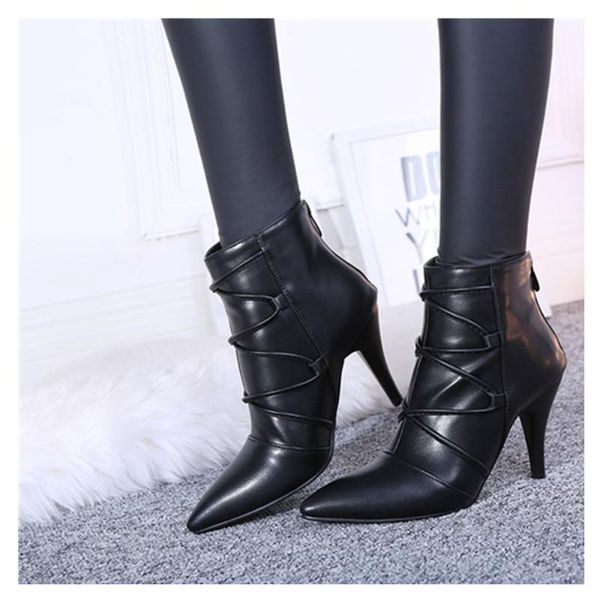 boots autumn and winter style ruffled high-heeled stiletto pointed toe fashionable zipper slimming short large size 34-44, Black
boots autumn and winter style ruffled high-heeled stiletto pointed toe fashionable zipper slimming short large size 34-44, Black