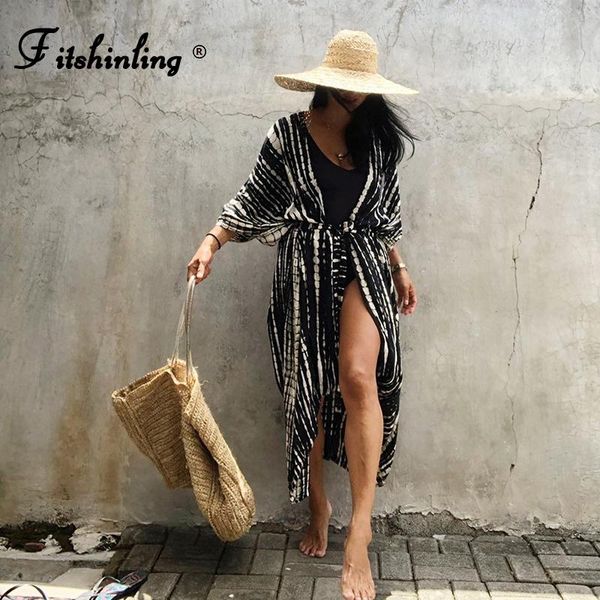 women's swimwear fitshinling summer vintage kimono halo dyeing beach cover up with sashes oversized long cardigan holiday covers, White;black
women's swimwear fitshinling summer vintage kimono halo dyeing beach cover up with sashes oversized long cardigan holiday covers, White;black