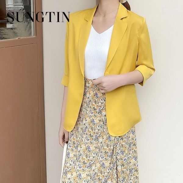 women's suits & blazers sungtin ol elegant buttons solid thin blazer jacket women chic korean pocket three quarter yellow outwear muje, White;black
women's suits & blazers sungtin ol elegant buttons solid thin blazer jacket women chic korean pocket three quarter yellow outwear muje, White;black