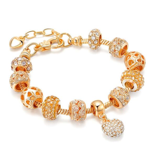 charm bracelets alloy bead bracelet diy golden big hole for women, Golden;silver 
charm bracelets alloy bead bracelet diy golden big hole for women, Golden;silver